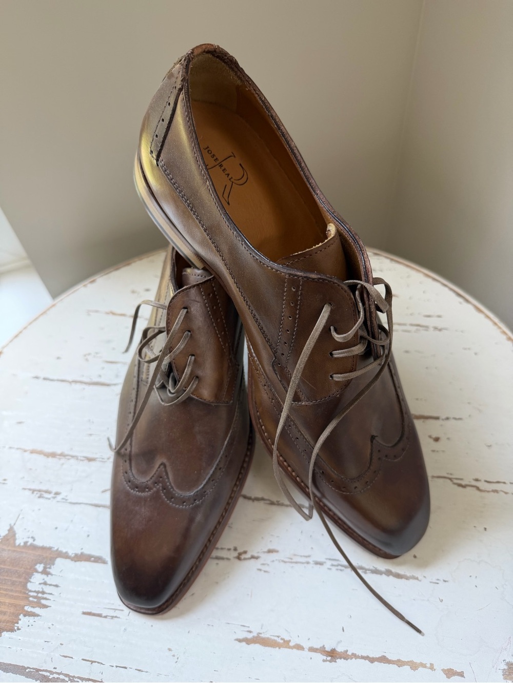 Made in Italy! Jose Real Men's Brown Wingtip Leather Dress Shoes